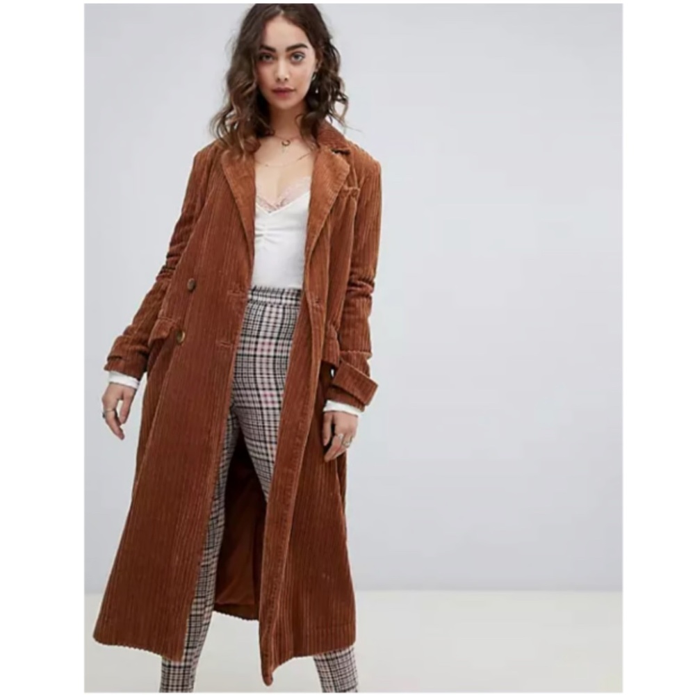 Free People Brown Corduroy Trench Coat